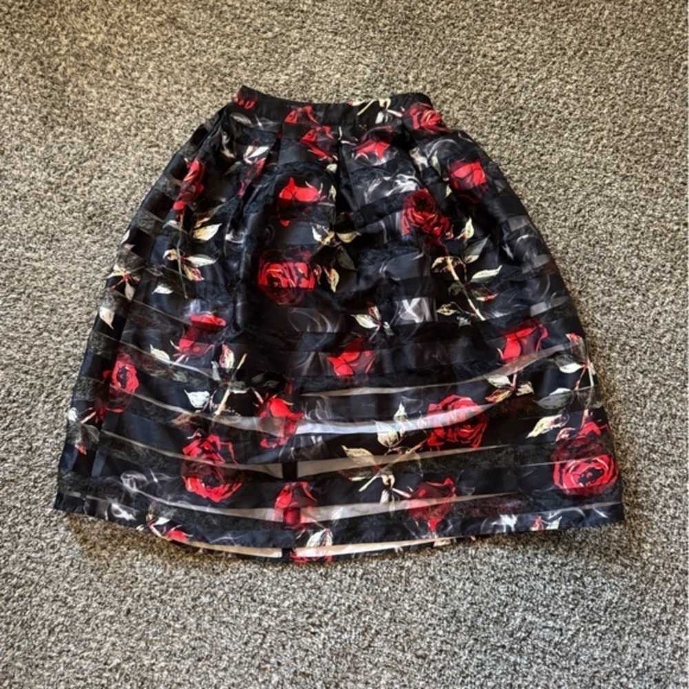 Jasmine Black and Red Floral Mini Skirt